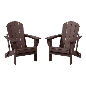 WestinTrends Malibu HDPE Outdoor Folding Poly Adirondack Chair (Set of 2) - 1 of 4
