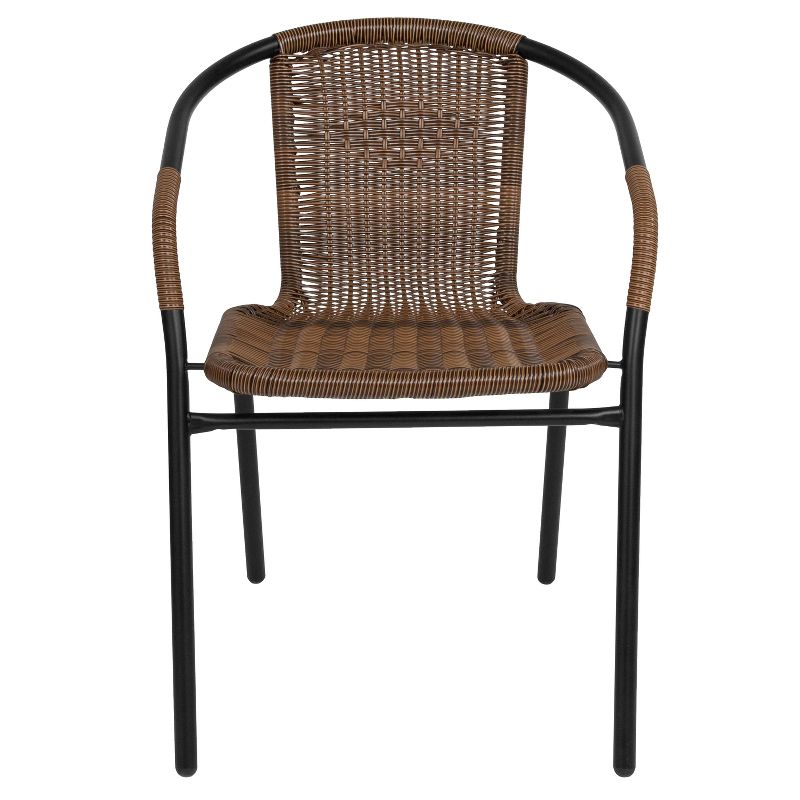 Emma and Oliver 2 Pack Rattan Indoor-Outdoor Restaurant Stack Chair with Curved Back, 4 of 14