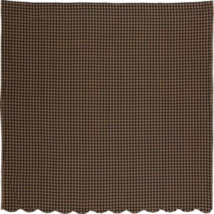 Black Check Scalloped Shower Curtain 72x72 VHC Brands - 1 of 4