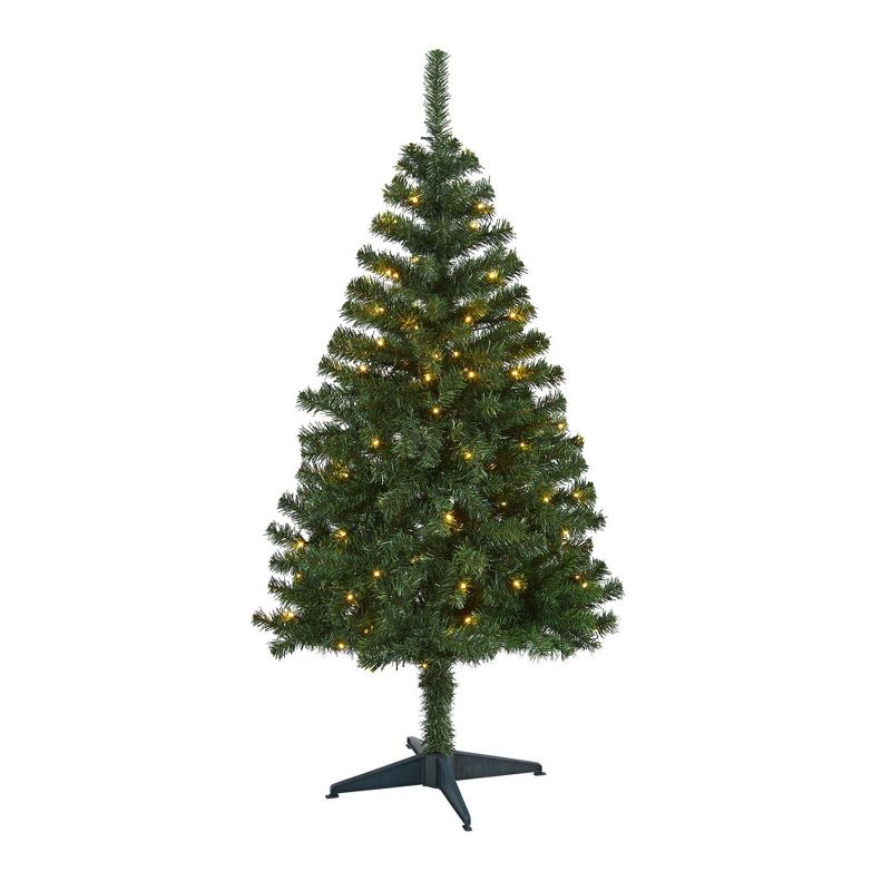 4ft Nearly Natural Pre-Lit LED Northern Tip Pine Artificial Christmas Tree Clear Lights, 1 of 8