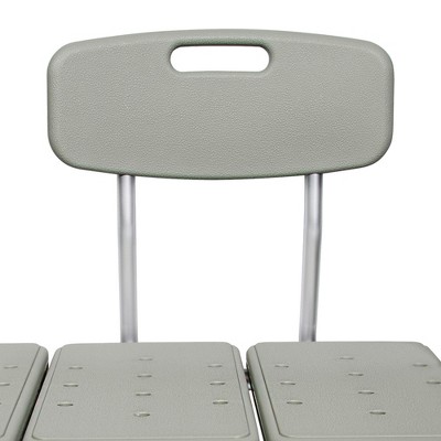 Gray Adjustable Plastic Bath Transfer Bench with Backrest