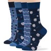 Women Viscose Bamboo Patterned Dress Socks - 4 Pack L/M Black, Brown, Blue, Beige - Bird, Mushroom, Heart | 7BIGSTARS KINGDOM - 2 of 4