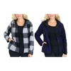 Galaxy J. Come Women's  Loose Fit  Heavyweight Polar Fleece Plaid Hoodie With Faux Shearling Lining-2 Pack - 2 of 2