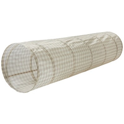 3 Sprouts Kids Recycled Fabric Play Tunnel - Gingham Beige