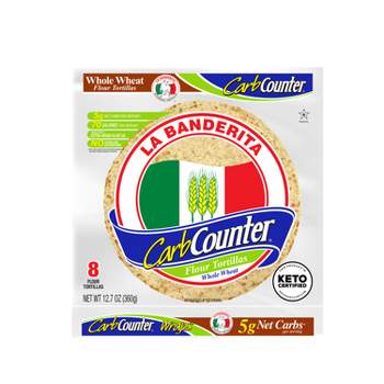 La Banderita Carb Counter Whole Wheat Keto Friendly Tortilla Wraps - 12.7oz/8ct