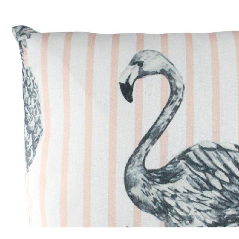 Northlight 17" Square Striped Tropical Flamingo Pineapple Indoor Throw Pillow - White/Orange, 3 of 4
