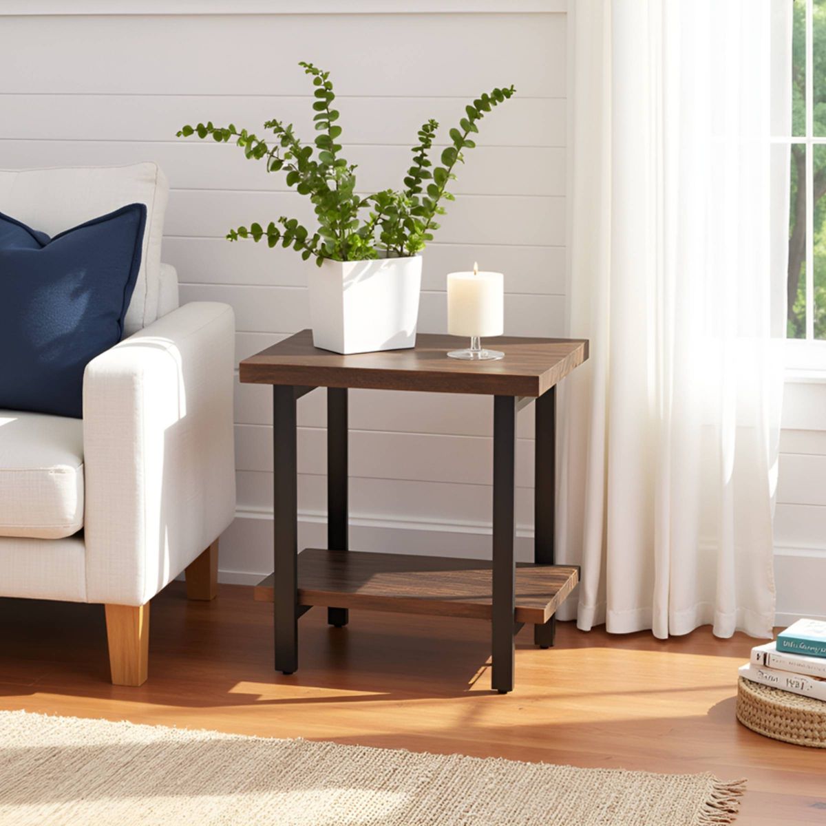 Pomona Metal and Wood End Table - Alaterre Furniture - thumbnail 7