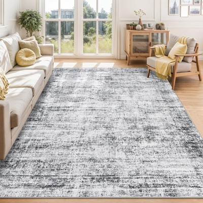 Soft Vintage Distressed Low Pile Washable Large Indoor Area Rug for Living Room Bedroom Dining Room