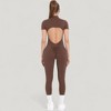 Anna-Kaci Active Women's Short Sleeve High Neck Open Back Zip-Up Jumpsuit with Fitted Silhouette and Scrunch Back Detail - 4 of 4