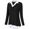 WhizMax Women's Long Sleeve Contrast Collared Shirts Patchwork Work Blouse Tunics Tops - 2 of 4