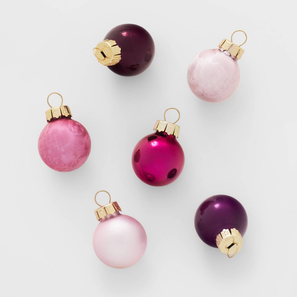 Round Glass Mini Christmas Tree Ornament Set 49pc Pink - Wondershop™