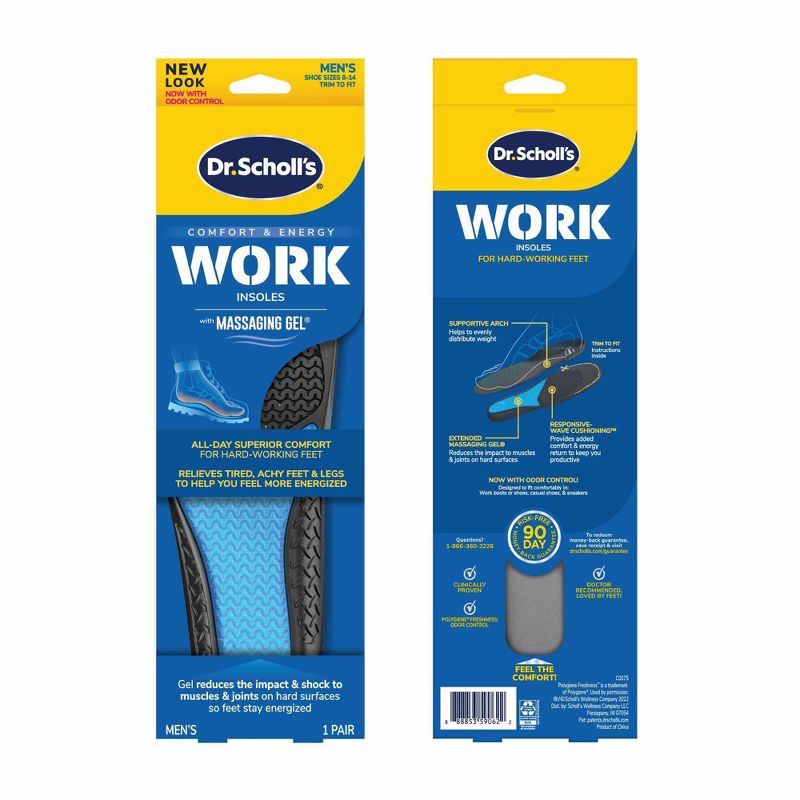 Dr. Scholl&#39;s with Massaging Gel Men&#39;s Work All-Day Superior Comfort Insoles - 1 pair - Size (8-14), 4 of 14