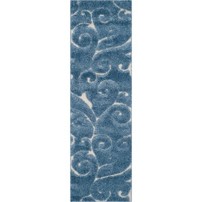 2'3"x11' Runner Swirl Loomed Rug Light Blue/Cream - Safavieh