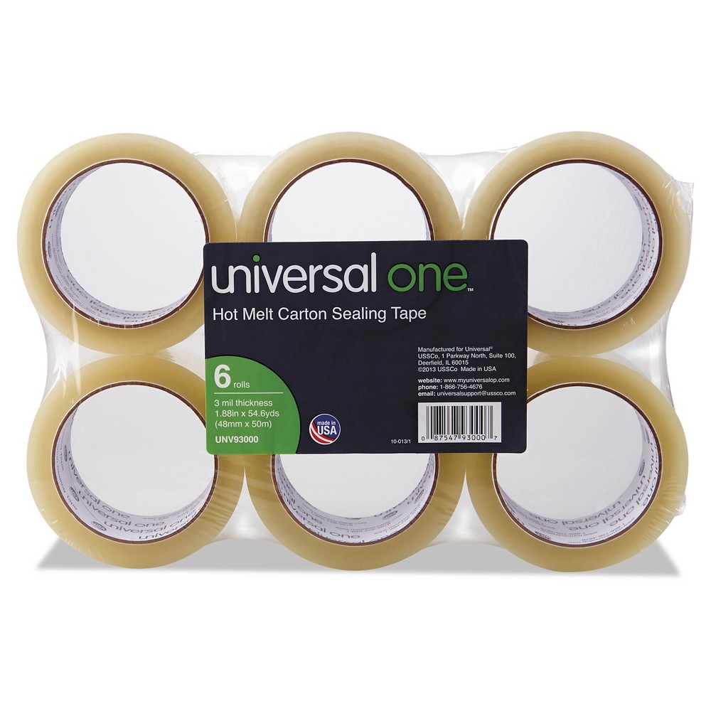 UPC 087547930007 product image for Universal One Heavy-Duty Box Sealing Tape, 3, 6 ct, Clear | upcitemdb.com