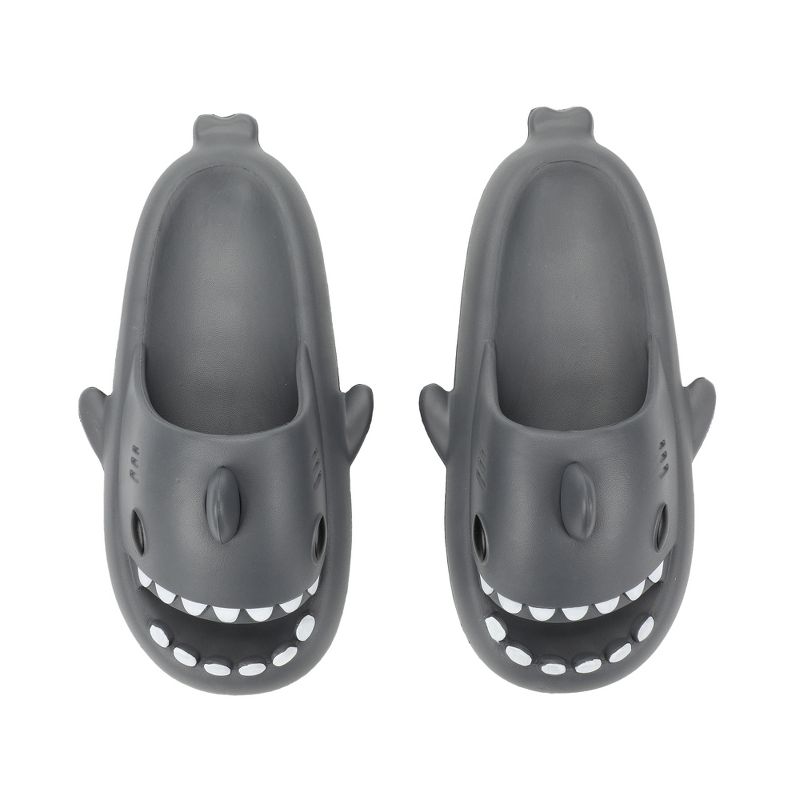 Shark-Themed Men's Gray Single Molded Slide Sandals, 3 of 7