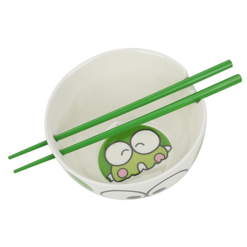 Keroppi Ceramic Ramen Bowl with Green Chopsticks, 3 of 7