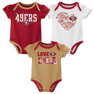 Image of NFL San Francisco 49ers Infant Girls' 3pk White Bodysuit - 6-9M