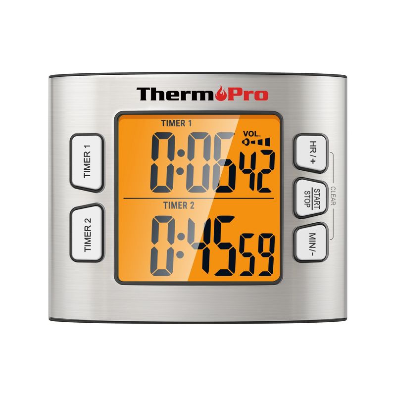 ThermoPro TM02W Digital Kitchen Timer with Adjustable Loud Alarm and Backlight LCD Big Digits/ 24 Hour Digital Timer for Kids Teachers with Dual Countdown Stop Watches Timer/Magnetic Timer Clock, 6 of 10