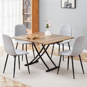 GDFStudio Jackie Modern Adjustable 5 Piece Dining Set with Lift Table and Upholstered Chairs - 1 of 4