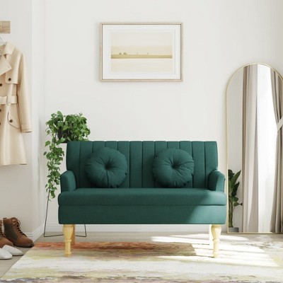 vidaXL Bench with Cushions Dark Green 44.5 in.x25.4 in.x29.7 in. Fabric