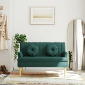 vidaXL Bench with Cushions Dark Green 44.5 in.x25.4 in.x29.7 in. Fabric - 1 of 4