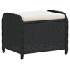 vidaXL Patio Stool with Cushion Black 22.8"x18.1"x18.1" Poly Rattan - 2 of 4