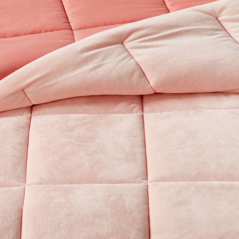 Kids' Comforter Set Windowpane Velvet Pink - Pillowfort™, 4 of 11