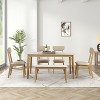 6 PCS Dining Set for 6, Dining Table Set with 4 Upholstered Dining Chairs & Bench, Creamy White+Light Oak - ModernLuxe - 2 of 4