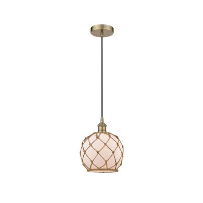 Farmhouse Rope - 1 Light Cord Hung Mini Pendant In Industrial Style-10.75 Inches Tall and 8 Inches Wide