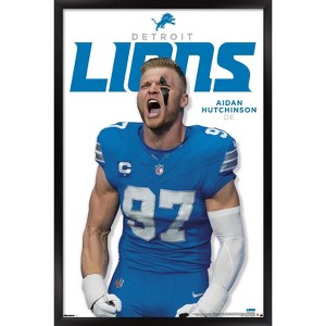 Trends International NFL Detroit Lions - Aidan Hutchinson Feature Series 25 Framed Wall Poster Prints - 1 of 4