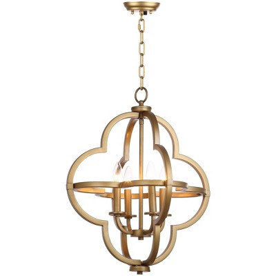 Gold Quatrefoil Globe Ceiling Mount Chandelier