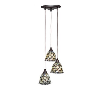 Toltec Lighting Europa 3 - Light Pendant in  Dark Granite with 7" Crescent Art Glass Shade