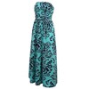 Women Strapless Floral Print Bohemian Boho Maxi Dress Casual Off Shoulder Beach Party Dress with Pockets - 3 of 4