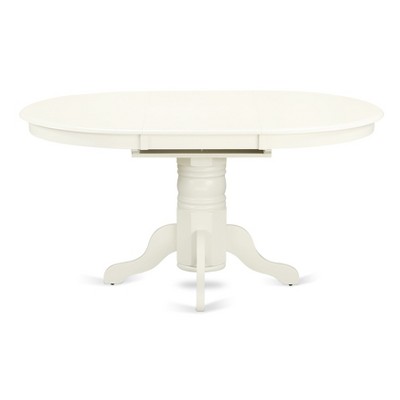 Linen White Round Pedestal Wood Dining Table with Extendable Leaf