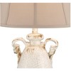 Regency Hill Isabella Country Cottage Table Lamp 27" Tall Crackle Ivory Ceramic Milk with Table Top Dimmer Beige Bell Shade for Bedroom Living Room - 3 of 4