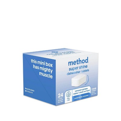 Method Super Shine Dishwasher Tablets Powered By Enzymes Free + Clear - 24pk: Box, Multi-Surface, Solid