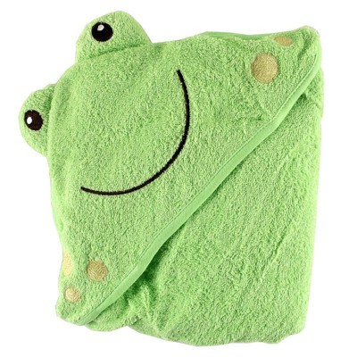 Luvable Friends Baby Unisex Cotton Animal Face Hooded Towel, Frog, One Size