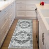 9x12 Area Rug Washable, Low-Pile Rug with Non-Slip Rubber Backing, Boho Vintage Style, Ideal for Bedroom Living Room Home Office Playroom, Blue - 3 of 4