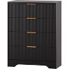 Chest of Drawers, Fluted Dresser for Bedroom with 4 Drawers, 38.6" Tall Modern Dresser with Gold Metal Handles, Living Room, Hallway, Closet, Nursery - 3 of 4
