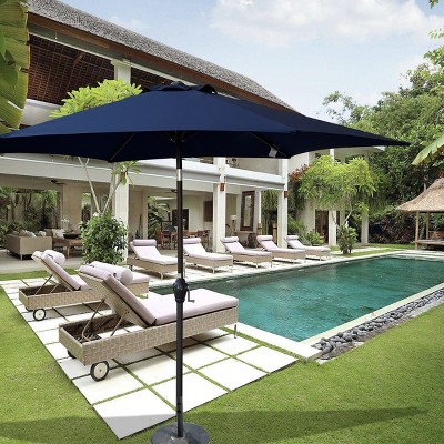 Outdoor Patio Umbrella, 6 Steel Ribs 9 FT Umbrella with Pure Color, UV Resistant Polyester Fabric Lawn Umbrella with Steel Frame-Coolbibila