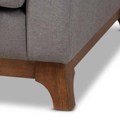 Sava Gray Fabric Upholstered Walnut Wood 3-Seater Sofa