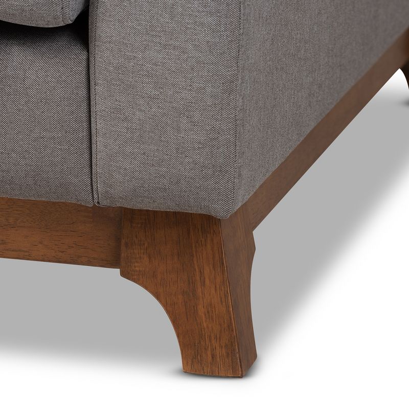 Sava Fabric Upholstered Walnut Wood 3 Seater Sofa Gray - BaxtonStudio, 4 of 11