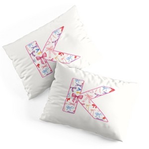 Deny Designs Standard April Lane Art Fancy Bow Monogram K Microfiber Printed Pillow Sham - 1 of 3