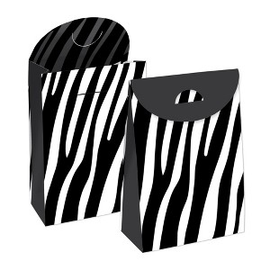 Big Dot of Happiness Zebra Print - Safari Gift Favor Bags - Party Goodie Boxes - Set of 12 - 1 of 4