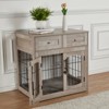 Dog Crate Furniture with 2 Drawers & 3 Doors – Indoor Dog Kennel TV Stand & Side Table - 2 of 4