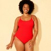 Women's Drawstring One Piece Swimsuit - Shade & Shore™ Red - 4 of 4
