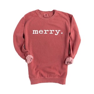 Simply Sage Market Women's  Garment Dyed Graphic Sweatshirt Merry Typewriter - 1 of 4