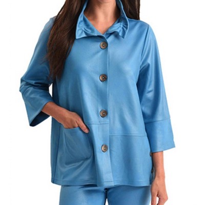Women's Microfiber Leather Button Jacket - ANGEL