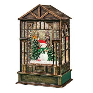 Collections Etc LED Lighted Holiday Snowman Glitter Snow Globe Decoration - 1 of 2