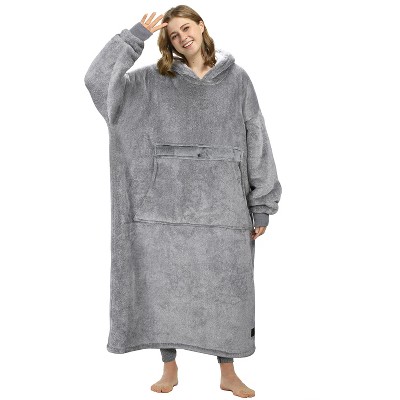 Women's Fleece Blanket Hoodied Oversized Sweatshirt, Warm Cozy Fuzzy Wearable Flannel Blanket Women, One Size Fits All - Catalonia